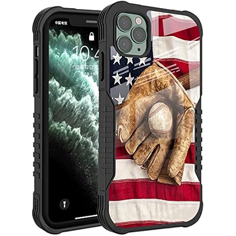 FJyuanqi Compatible with iPhone 14 Pro Max Case for Men Boys, Vintage Baseball Flag Design Heavy Duty Anti Slip Shockproof Hard PC Backplane Soft TPU Prevention Protective Case Cover