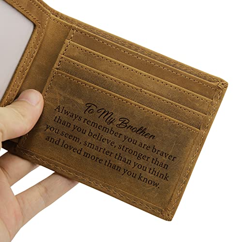 Moblade Engraved Wallet for Brother - Inspirational Quotes, Brother Gifts for Christmas, Birthday, Graduation3