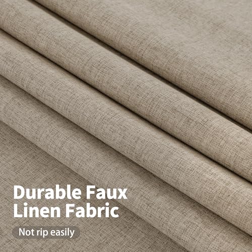 Image of YoungsTex Extra Wide Burlap Linen Blackout Curtains for Bedroom, Taupe Thermal Insulated Drapes Heat Blocking with Grommet for Living Room Window with White Backing, 2 Panels, 60 X 63 Inch