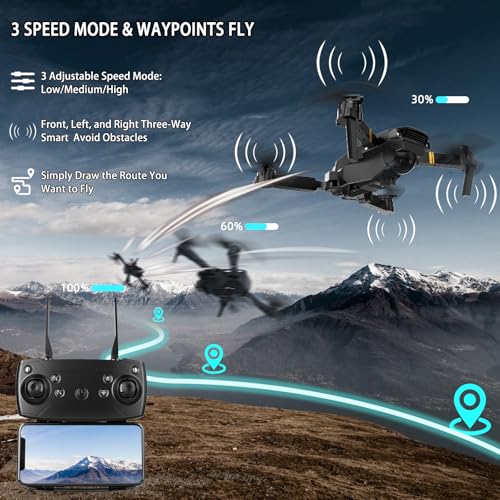Drones for Adults with Cameras 4k 1080P Drone with Camera, Foldable RC Mini Drone Quadcopter, One Key Start, 3D Flip, Altitude Hold, 3 Batteries, For 15 Years Old Up - Image 5