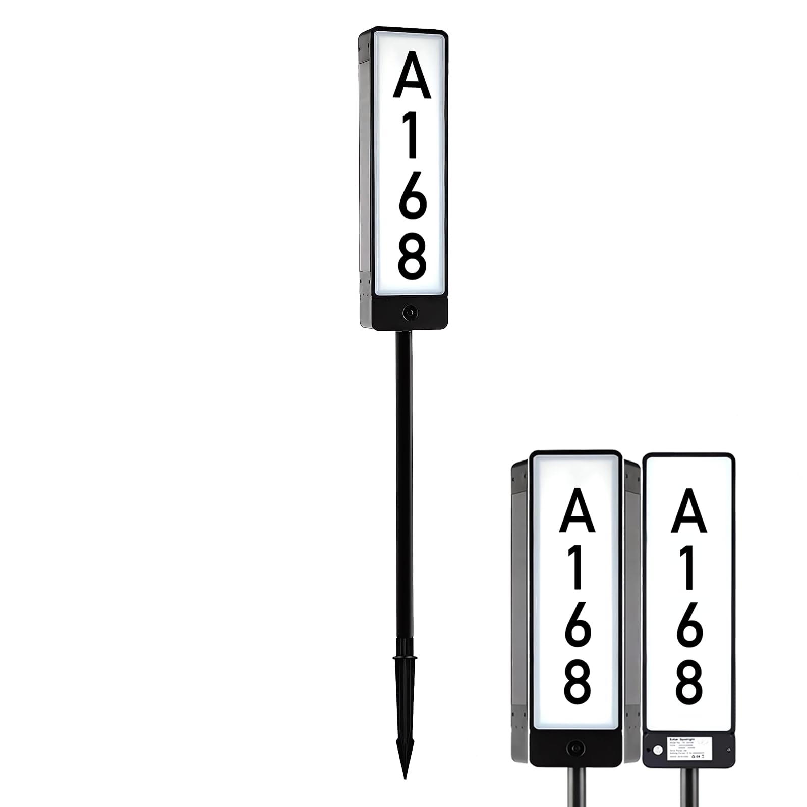 Double-Sided Solar Address Plaque Number Light | Waterproof LED House Number for Outside | Illuminated Address Sign for Outdoor Garden Yard Driveway | Solar Powered with Stakes | Easy Install