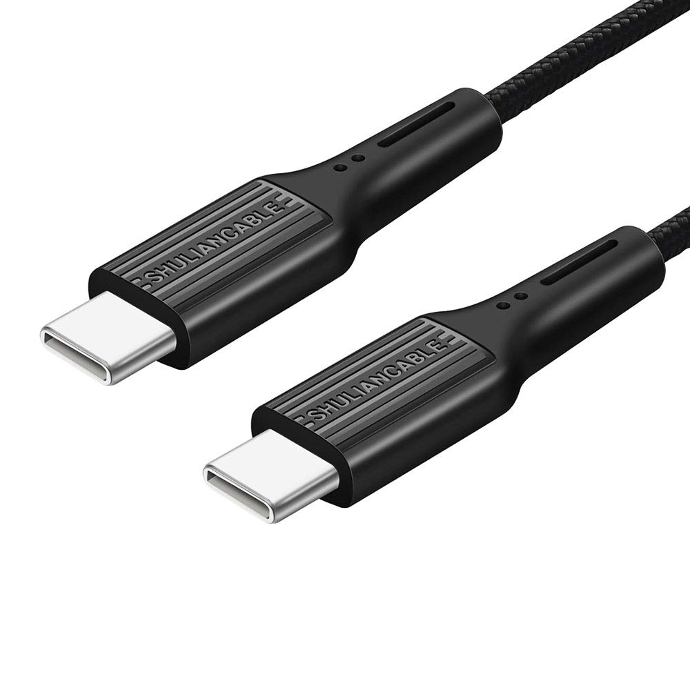 SHULIANCABLE Cable USB C a USB C, Cable Tipo C Carga Rápida de Energía Nylon Duradero Trenzado compatible con Pad Pro 2020, Galaxy S21 S10, Huawei P30 más (2M, black C-C)