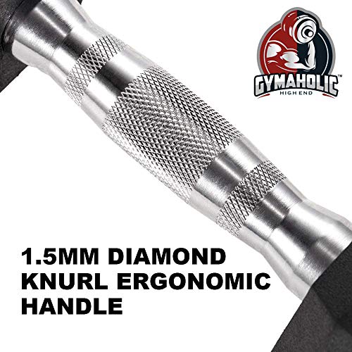 Image of Gymaholic Dumbbell, Hexa Rubber Dumbbell with Metal Handles, Single & Pair, Dumbbells in Weights 7.5 KG Single