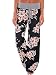 UPSTONE Women's Floral Print Comfy Stretch Drawstring Palazzo Wide Leg Lounge Pants (M, 0486-Black)
