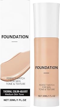 Colour Changing Foundation for Mature Skin - Lightweight Liquid Makeup, Colour Match Foundation for Medium Skin Tone, Gentle Natural Finish, Travel Size 30ml Daily Face Base Natural