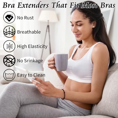 12 PCS Bra Extenders 2 Hook / 3 Hook / 4 Hook, Bra Strap Extender, Bra Extension Strap for Women Plus Size Soft and Comfortable (Black, White, Nude, Beige)4