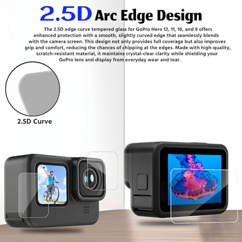 Image of Tempered Glass Screen Protector for GoPro Hero 12 / GoPro Hero 11 / GoPro Hero 10 / GoPro Hero 9 (3 P'cs Set) (Action Camera)