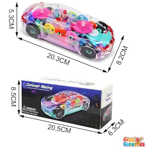 GigglyGiraffes 3D Concept Gear Car Toy | Lights & Musical Sound Effects | Bump & Go Action | Transparent Design with Colorful Gears | Multi-Color | Gift for Boys & Girls - Image 5