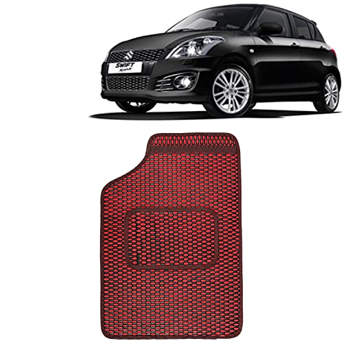Image of Kingsway Dotted Design Car Floor Foot Mats Universal Fit for Maruti Suzuki Swift, Model Year : 2011-2017, Water and Dustproof, Color Red, Set of 5 Pieces