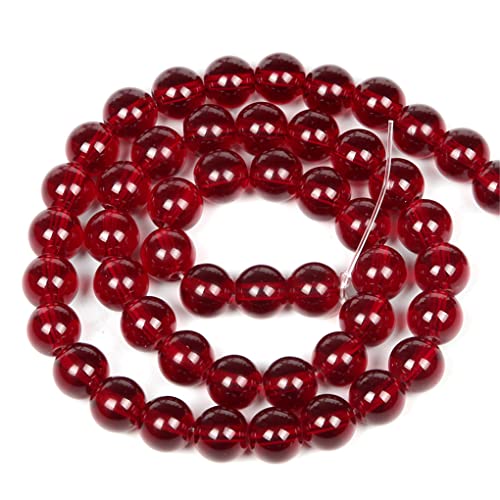 Perles de verre lisses grenat rouge 8mm sans défaut pour création