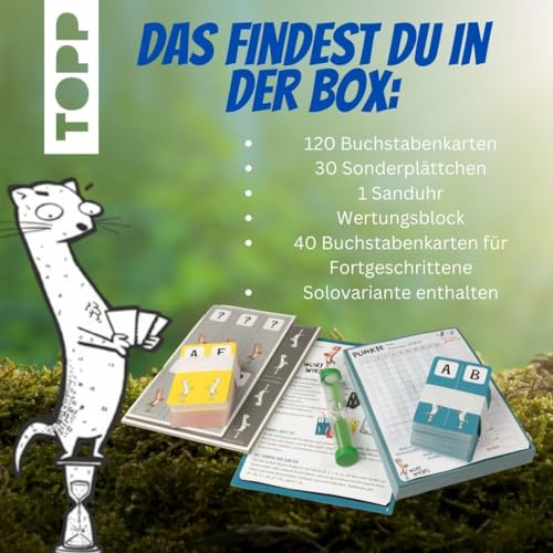 Wortwiesel – Das flinke Wortspiel: Schnelles Wörterspiel ab 10 Jahren. Wer kombiniert die Buchstaben am klügsten? Mit 160 Karten, Wertungsblock und Sanduhr