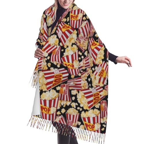 Popcorn Print Soft Ladies' Scarves In Winter,Fashionable Long Shawl Scarves.