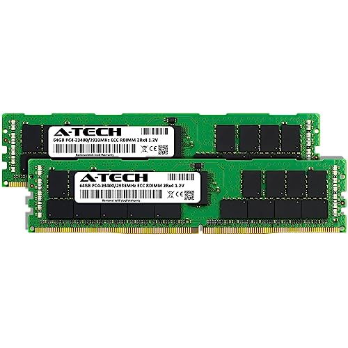 Image of A-Tech 128GB Kit (2x64GB) DDR4 2933MHz PC4-23400 ECC RDIMM 2Rx4 Dual Rank 1.2V ECC Registered DIMM 288-Pin Server & Workstation RAM Memory Upgrade Modules (A-Tech Enterprise Series)