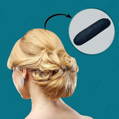 Image of AJICA Charming Bump It Up Volumizer Hair Base Perfect Black Hair Puff Volume Pad for Women Head Cushion with Fluffy Hair Puff, Bun Bump, Princess Styling Hair Bun and Crown Shapers for Women and Girls Accessories (Pack of 3)
