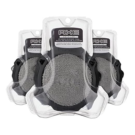 AXE Modern Shower Tool Skin Cleanser for Smoother Skin Detailer Exfoliates and Gently Cleanses One Size 3 Count, Black