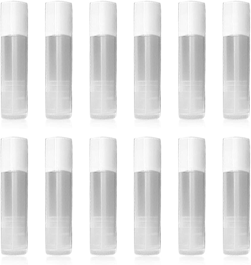 Lip Balm Empty Container Tubes 3/16 Oz (5.5ml), Pack of 12; Natural (Translucent) Color
