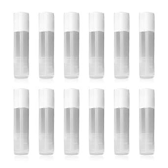 Lip Balm Empty Container Tubes 3/16 Oz 5.5ml, Pack of 12; Natural Translucent Color