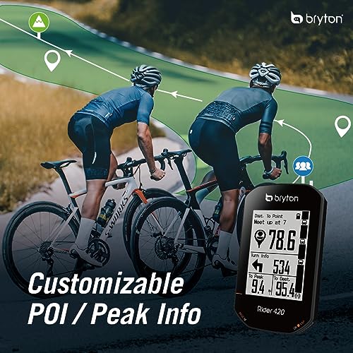Bryton Rider 420 Kabelloser GPS-Fahrradcomputer zur Aufzeichnung von Strecken und Daten, mit...