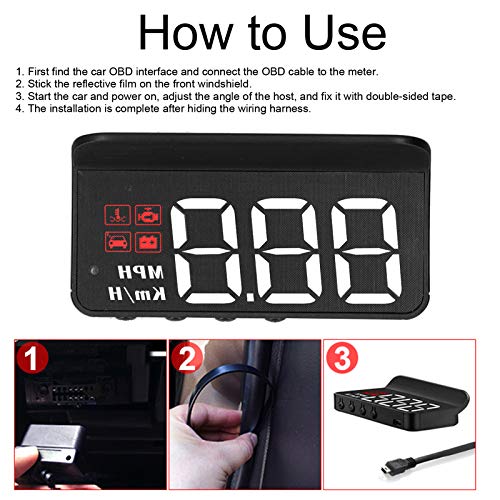 Windshield Speedometer Projector,OBD2 HUD Heads Up Display, GPS Speedometer MPH with Travel Direction, Overspeed Alarm Fatigue Driving Alarm for Car