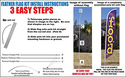 Look Now Open Welcome Red Yellow Advertising Feather Flag Kits Package, Includes 3 Banner Flags, 3 Flag Poles, and 3 Ground Stakes by Feather Flag Nation