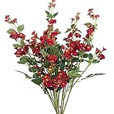 FAICOIA 4 Pcs Rose Artificial Flowers Red Valentine's Day Mini Roses Silk Flowers Vintage Roses Artificial Flowers with Stems Floral Bouquet for DIY Wedding Arrangement Centerpieces Home Decor