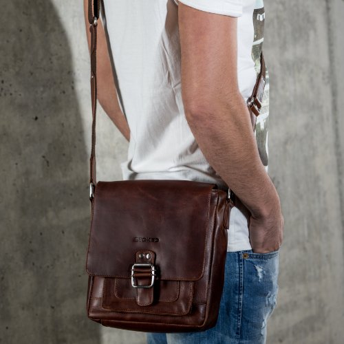 Sacoche messager cuir véritable SID & VAIN Stoked sac à épaule marron