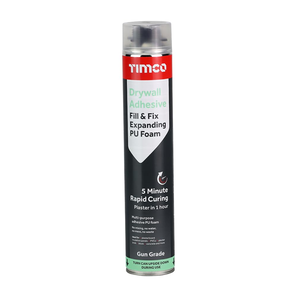 Timco Drywall Adhesive Fill & Fix Expanding PU Foam 750ml Bond Filler Plaster
