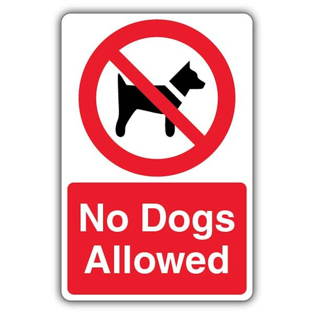 V Safety Photoluminescent No Dogs Allowed - Circle Safety Sign - 300 x 450 mm - 1.2mm Rigid Plastic - Standard Glow