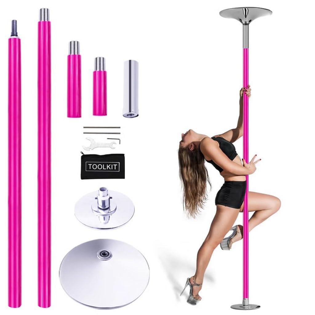 Pole Dance Stange 45 mm tragbares, abnehmbares Tanzstangen-Set für rotierende und statische Fitness-Tanzstangen, verstellbare Höhe 2,3–2,73 m