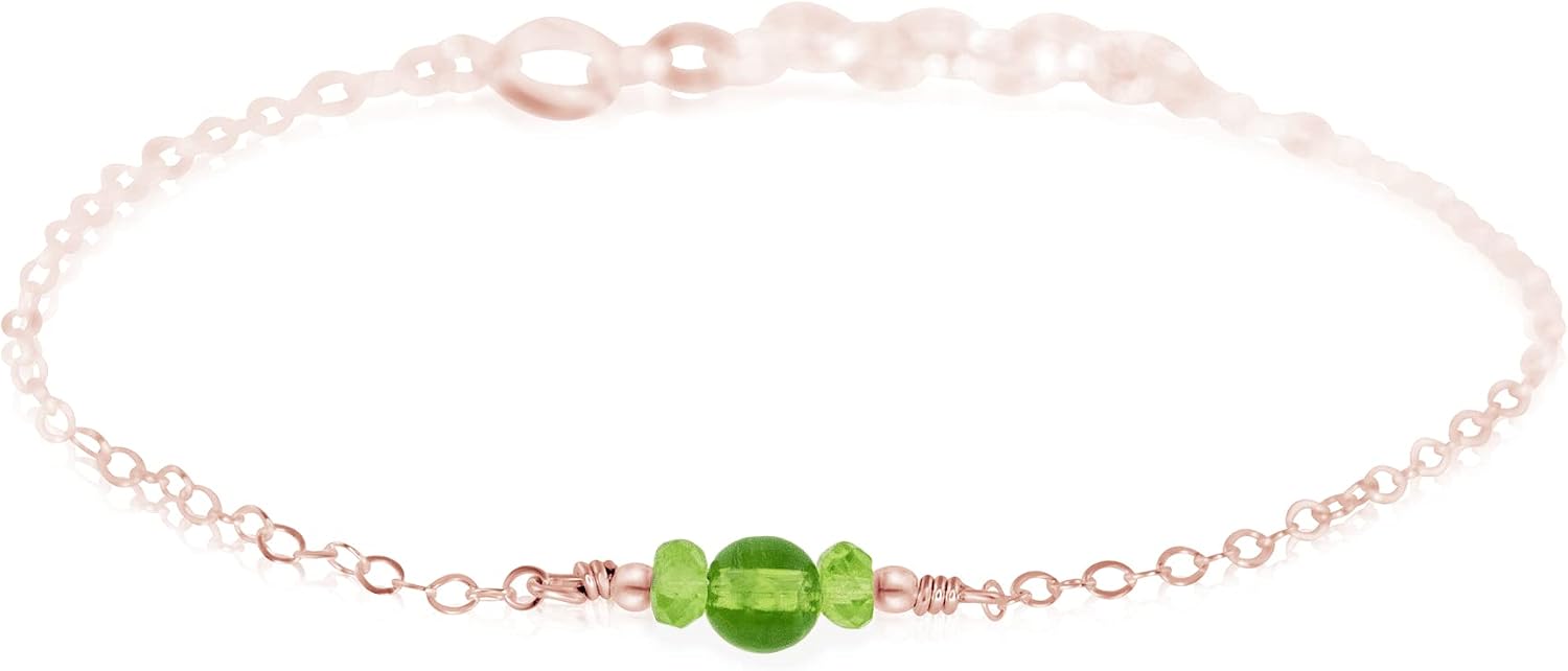 Luna Tide Peridot Dainty Bracelet in 14k Rose Gold Fill