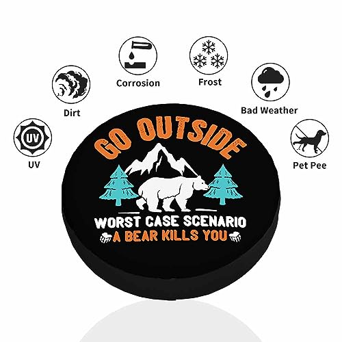 Image of Funny Arogant Bear Spare Tire Cover Go Outside Worst Case Scenario a Bear Kills You Weatherproof Universal Wheel Protectors Camper Tire Covers for Trailer Rv Travel(17 inch)