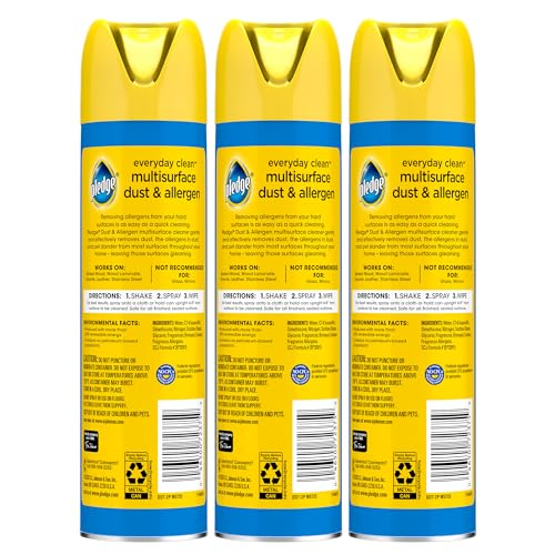 Image of Pledge Dust & Allergen Multisurface Cleaner, Aerosol Spray, Lemon Scent, 9.7oz (Pack of 3)