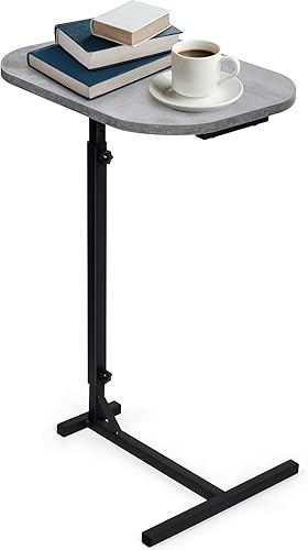 Mesa auxiliar pequeña para espacios pequeños, mesa auxiliar en forma de C deslizante debajo del sofá y la cama, mesa auxiliar de mesa C ajustable en