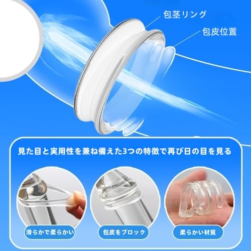 GOODLAND コックリング 包茎リング ペニスリング 通気孔 4点セット 通気性100% 快適 昼间用＆夜間用 人気 男性用 アダルトグッズ 大人のおもちゃ - 画像2