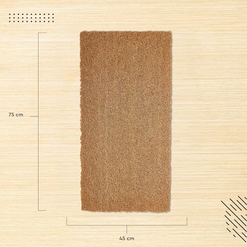 Image of Encasa XO Coir Door Mat for Home Entrance, Anti Slip PVC Back Natural