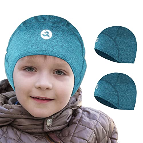 EMPIRELION Casco infantil para adolescentes, gorros térmicos delgados, orejas, gorros para correr para niños y niñas, unisex, Verde 4-8+Verde 10-14, Talla única Cover