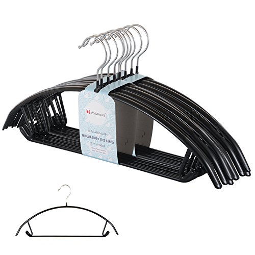 Voilamart 30 Perchas para tejer, ligeras, antideslizantes, duraderas, para colgar abrigos, para usar en seco y húmedo, color negro