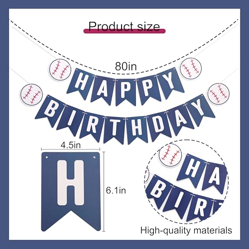 Image of Baseball Happy Birthday Banner,Baseball First /1st Birthday Decoration | Rookie Of The Year Banner,Sporty Birthday Decor