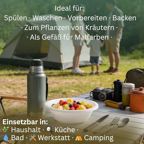 Novaliv Spülschüssel Rund 5L, D32 cm, Weiß, BPA-frei Spülmaschinenfest Ideal für Küche und Camping, Rundschüssel, Runde Plastikschüssel, Waschschüssel, Kunststoffschüssel, Plastic bowl