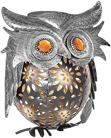 GloBrite Solar Outdoor Garden Hanging Owl Lantern - Vintage Metal Waterproof LED Lamp, Christmas Decoration Lights for Yard Lawn Patio Porch Courtyard Pathway