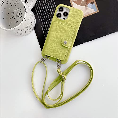 Fente pour carte intégrée et protection anti-choc en cuir vert pour iPhone 11