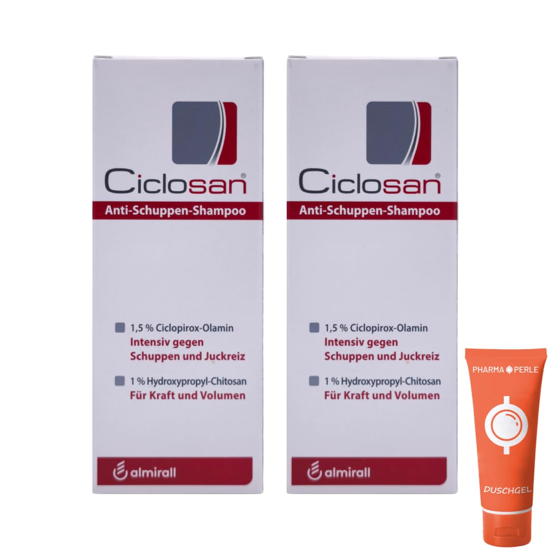 Ciclosan Anti-Schuppen Shampoo 100 ml I Pflege bei Schuppenbildung I Kopfhautpflege Shampoo I mit Ciclopirox-Olamin I für die regelmäßige Haarpflege I Kopfhaut & Haar I mit Pharma Perle Duschgel (2x)