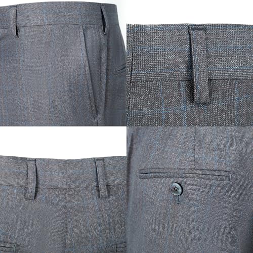 Classic Fitted Blazer, Gray Plaid, 2-Button Front, Business Professional Suit Jacket4