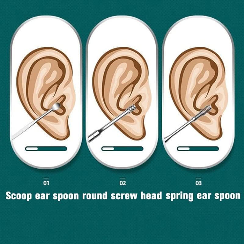 Image of 3 PACK 6-in-1 Ear Wax Cleaner - Resuable Ear Cleaning Tools with Aluminum Tube - Ear Pick Wax Remover Tool Kit with Ear Curette Cleaner and Spring Ear Buds Cleaner Fit in Pocket Great for Traveling