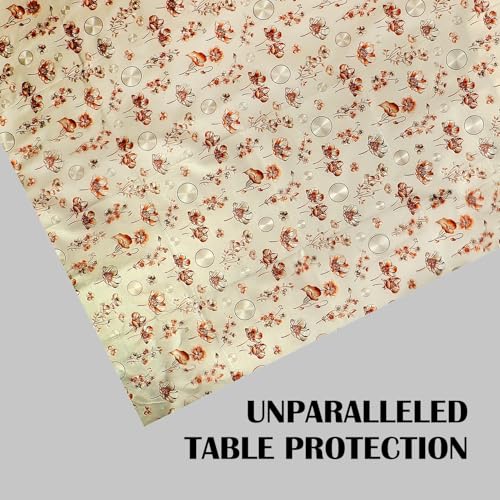 Image of Dakshya Industries PVC Waterproof Withoutlace Dining Table Cover (Size - 54X78 Inch) Rectangle 6 Seater Heat Rasistant, Brown & Gold