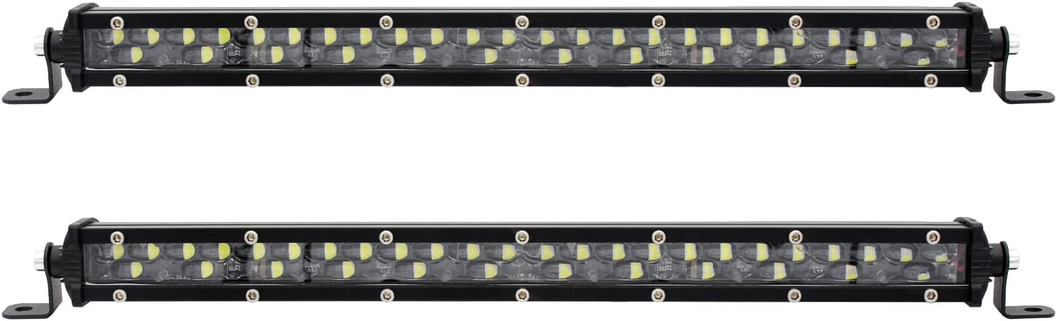Ultra Slim Single Row Offroad LED Lights Bar 2Pcs 13Inch 36W Waterproof Combo Beam LED Grille Lights Bar Driving Fog Lights Work Auxiliary Lights fit for Truck Trator ATV Golf Cart Boat Car