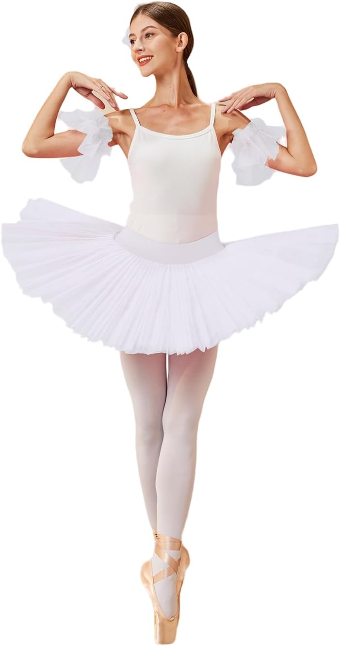 Ballet Dance Practice Short Skirt - 6-Layer Hard Mesh Gauze Pancake Tutu Without Top for Swan Lake Performance