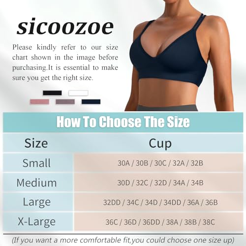 Image of Sports Bra for Women V-Neck Strappy Criss Cross Yoga Bra Padded Medium Support Workout Gym Athletic Fitness Bras 3 Pack