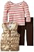 Young Hearts Baby Girls' 3 Piece Stripped Heart Vest And Pant Set