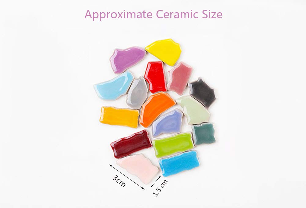 200g Crystal Mosaic Supplies, E-Home Shop Mosaic Chips for Mosaic Crafts Bulk, Mosaic Frame, Ceramic Mosaic Irregular Shape 0.6x1.2 inch - Duck Green